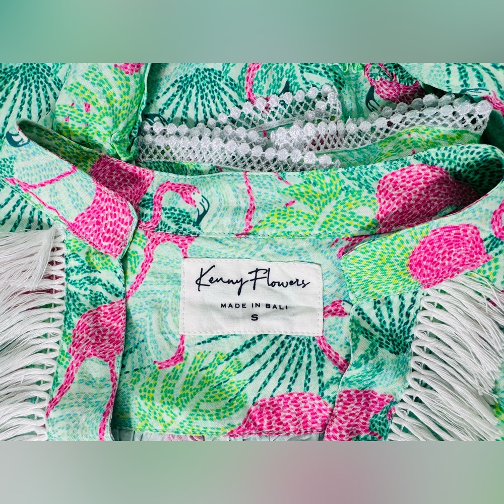 Kenny Flowers The Sunshine State Womens Small Tunic Dress Flamingo Green Pink - Picture 13 of 15